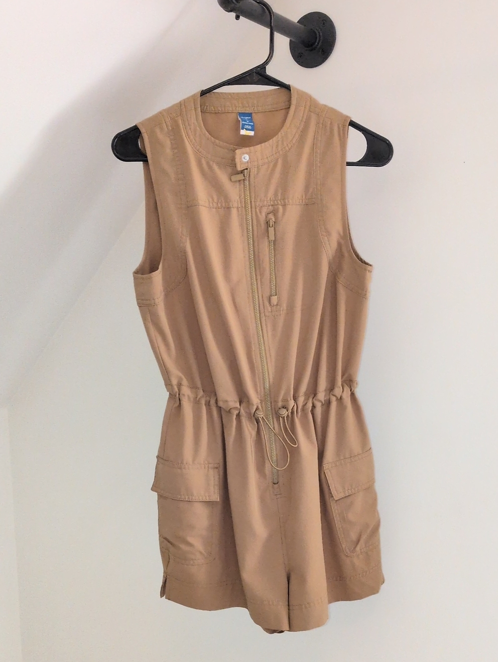 Sleeveless Cargo Romper (shorts) in Mustard